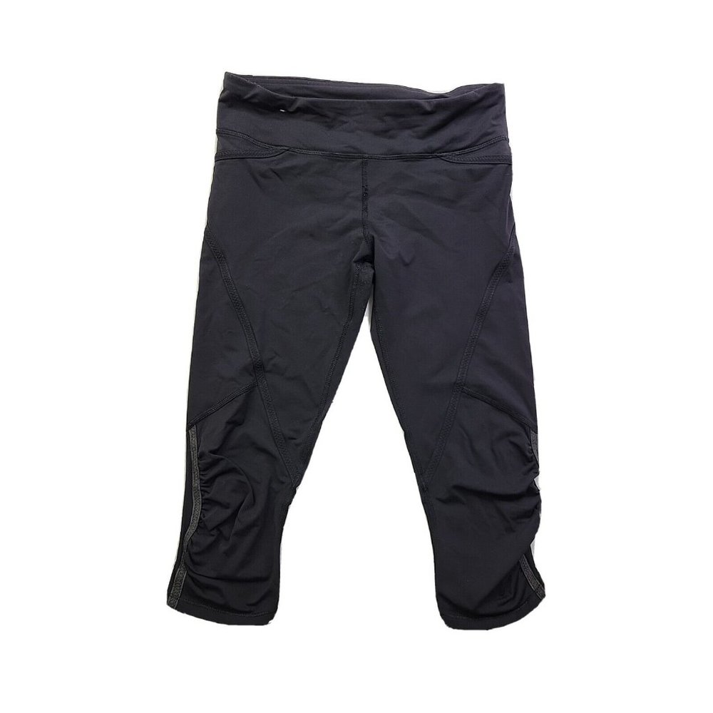 Lululemon Luxtreme Women's 6 Black Capri Legging Pants Rouched Legs Performance